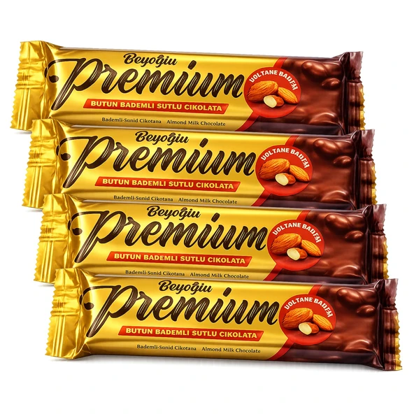 Beyoğlu Premium Bütün Bademli Çikolata 75 gr x 4 Adet ürün görseli 1