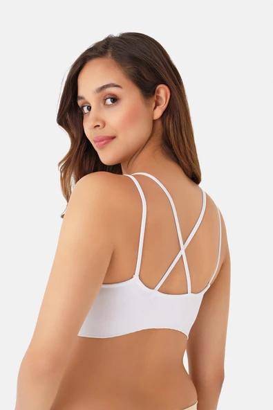 Beyaz Dikişsiz Kaplı Bralet - Resim 2
