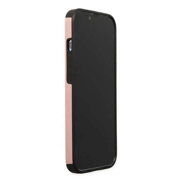 İphone 13 Pro Max Kılıf Mega Standlı Silikon - Pudra - Resim 6