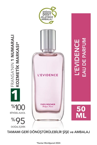 Yves Rocher L'evidence EDP- Comme Une Evidence- Kadın Parfüm-Vegan-50ml ürün görseli 1
