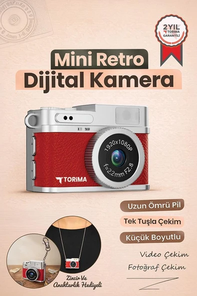 Mini Dijital Kamera Selfie Video Vlog Kamerası Mini Anahtarlık 1080P CMR35 Kırmızı ürün görseli 1