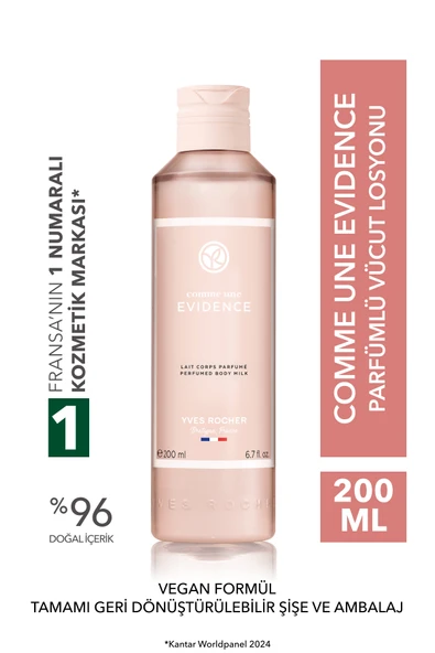 Yves Rocher Parfümlü Vücut Losyonu-Comme Une Evidence-Kadın Parfüm-Vegan-200ml ürün görseli 1