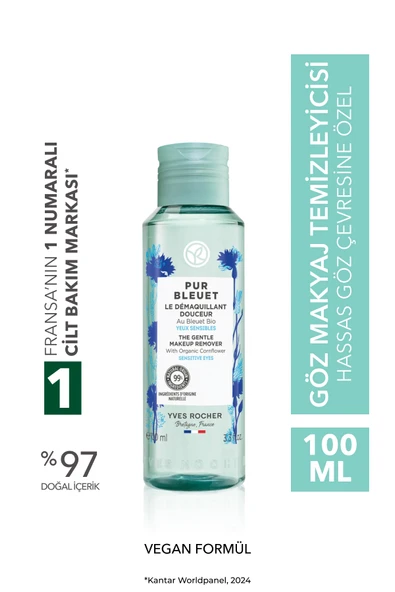 Yves Rocher Hassas Cilt, Lens Kullanımına Uygun, Rahatlatıcı, Prebiyotik Göz Makyaj Temizleyici-Pur Bleuet-100ml ürün görseli 1