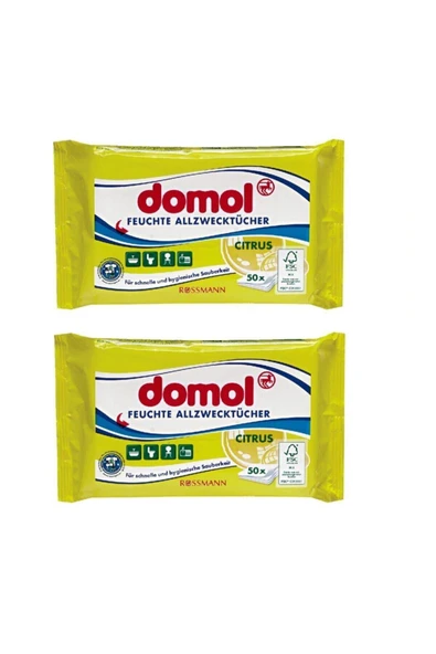 DOMOL Limon Kokulu Çok Amaçlı Islak Temizlik Bezi 2 X 50 Adet ürün görseli 1