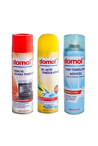 DOMOL Fırın & Izgara Temizleyici Köpük + Tuvalet Temizleme Köpüğü + Cam Temizleme (Fırsat Paketi) ürün görseli 1
