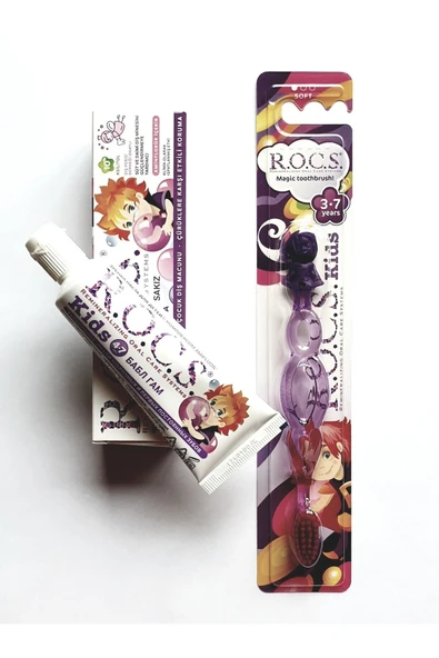 R.O.C.S. Kids 4-7 Yaş Diş Macunu Balon Sakızı 45g Ve Diş Fırçası Seti ürün görseli 1