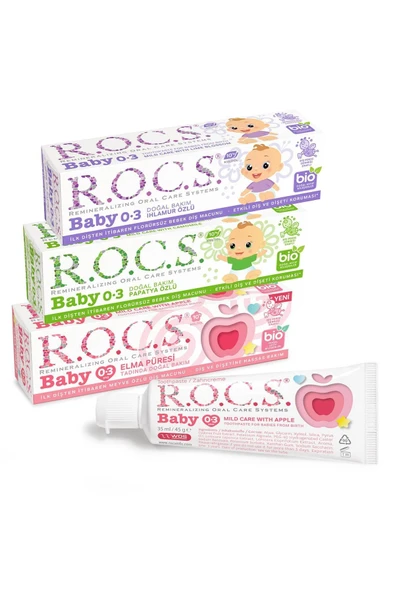 R.O.C.S. Rocs Baby 0-3 Yaş Diş Macunu 3lü Karma Set - 45gr X 3 Adet ürün görseli 1