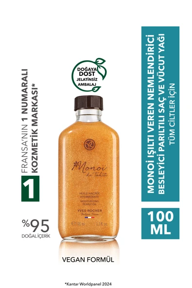 Yves Rocher Monoi Işıltı Veren Parıltılı ve Besleyici Saç ve Vücut Yağı-100 ml-56423 ürün görseli 1