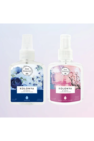 Bee Beauty Vanilya Kolonya 100 ml - Japon Kiraz Çiçeği Kolonya 100 ml 2li Set ürün görseli 1