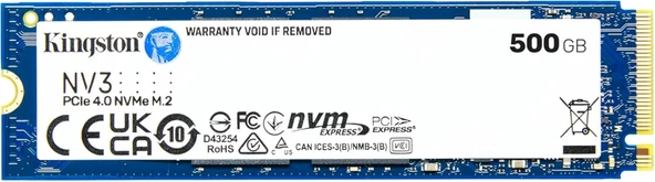 Kingston 500GB NV3 PCIe 4.0 NVMe M.2 2280 SSD Disk SNV3S-500G SSD Disk ürün görseli 1