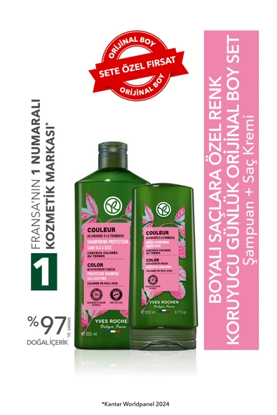 Yves Rocher Boyalı Saçlar Için (COULEUR) Renk Koruyucu Orijinal Boy Şampuan, Saç Kremi Seti ürün görseli 1
