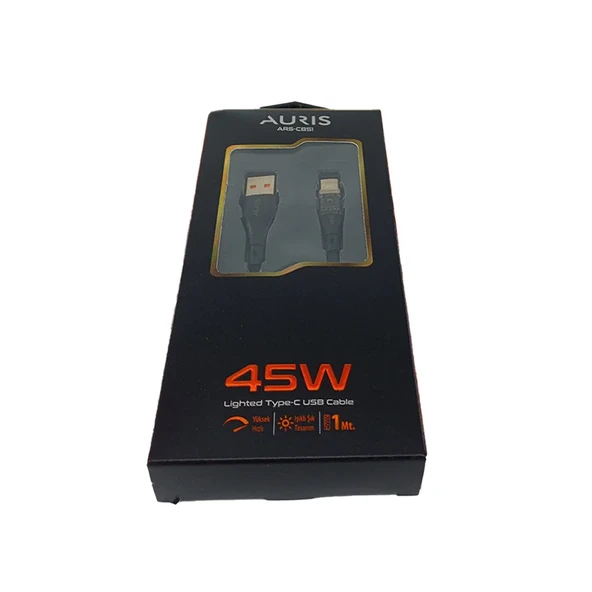 Auris ARS-CB51 45w Usb İphone Kablo Şeffaf Işıklı - Resim 4