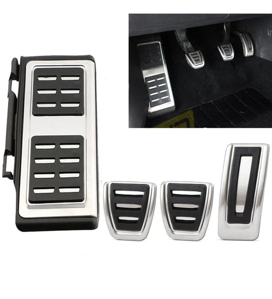 VW Golf 7 8 Passat B8 Tiguan 2 Touran 2 T-Roc T-Cross Arteon Polo 5 Uyumlu Geçme Manuel Pedal Seti 4 Parça Siyah Krom ürün görseli 1