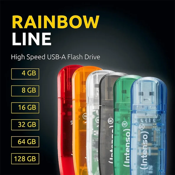 Intenso USB 2.0 128 GB Rainbow Line Bellek - Resim 3
