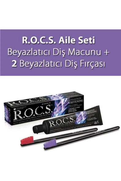 R.O.C.S. Rocs Sensation Whitening Beyazlatıcı Parlatıcı Diş Macunu 60ml + 2 Adet Rocs Diş Fırçası Black Editi ürün görseli 1