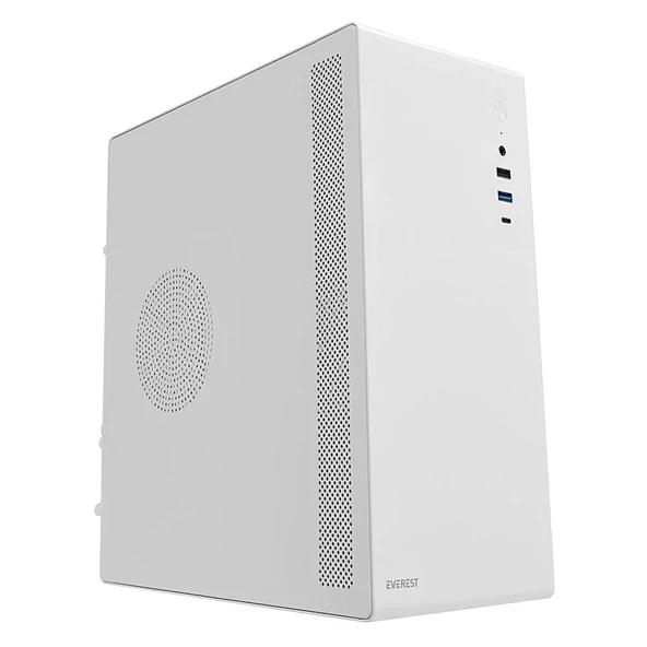 Everest K250 PEAK 250W MICRO PSU Beyaz USB3.0+USB2.0+TYPE-C+HD AUDIO Kompakt Mid-T PC Kasası ürün görseli 1