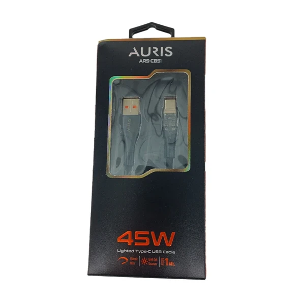 Auris ARS-CB51 45w Usb İphone Kablo Şeffaf Işıklı ürün görseli 1