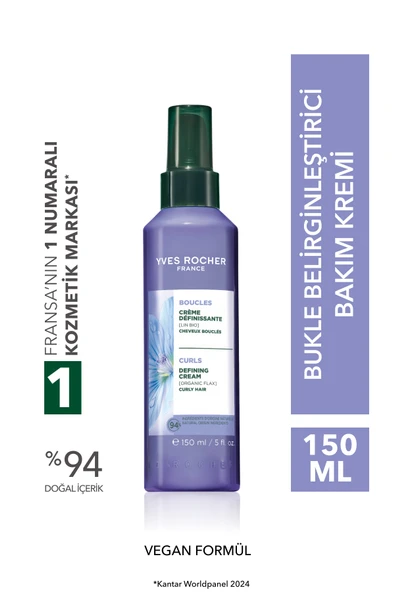Yves Rocher Bukle Belirginleştirici Bakım Kremi - Kıvırcık Ve Dalgalı Saçlar -Vegan-Durulanmaz-99729 ürün görseli 1