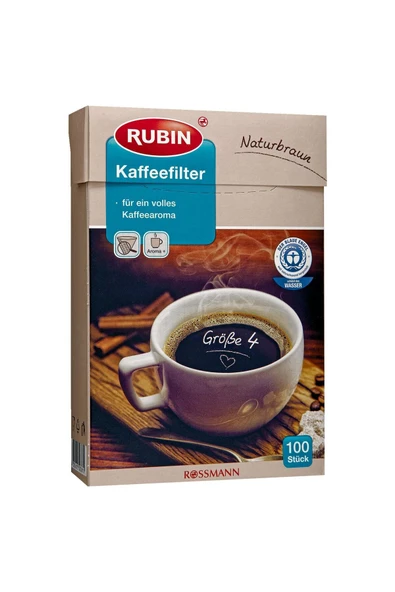 Rubin Büyük Boy Kahve Filtresi No 4 Doğal Kahverengi Renkli 100 Adet Filtre ürün görseli 1