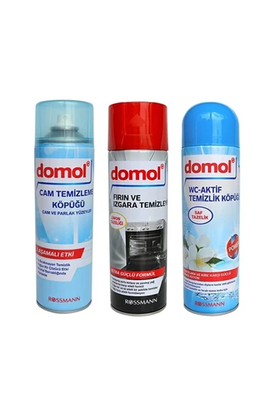 DOMOL Cam Temizleme Köpüğü + Fırın&Izgara Temizleyici Köpük Limonlu+Tuvalet Temizleyici Köpük ürün görseli 1