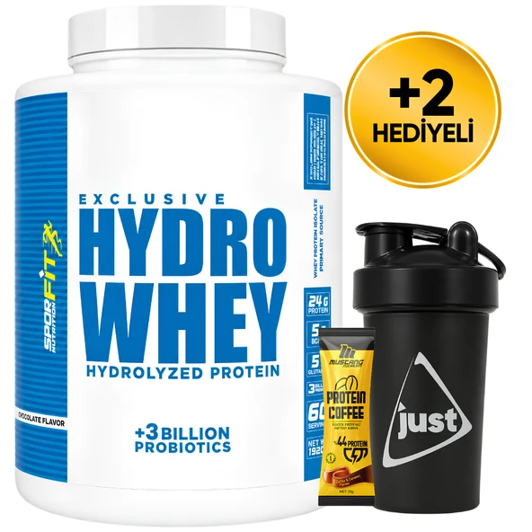 Sporfit Nutrition HydroWhey Protein Tozu 1920 Gr 60 Servis Çikolata + 3 Milyar Probiyotik + Shaker + Protein Kahve Hediyeli ürün görseli 1