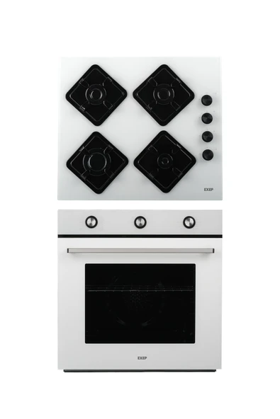 Exep Elegra 2’li Beyaz Ankastre Set(Cam Gazlı Ocak + Turbo Fırın (EO320+ EF260) ürün görseli 1