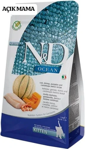 N&D Ocean Morina Balkabağı Karides ve Kavun 1.5 kg Yavru Kedi Maması Açık Mama ürün görseli 1