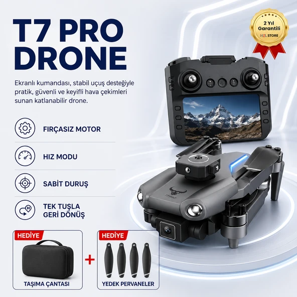 T7 Pro Drone HD Çift Kameralı Katlanabilir Drone ürün görseli 1