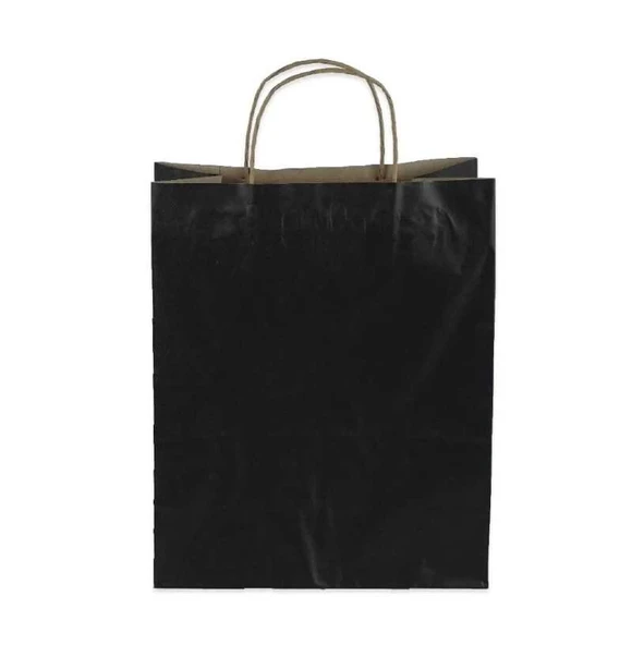Siyah Kraft Çanta Küçük Boy 18x8x24 cm 25 Adet ürün görseli 1