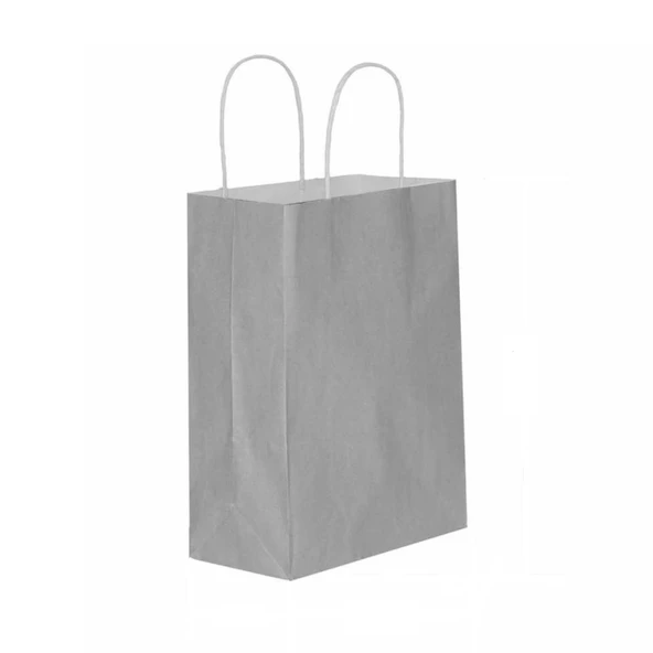 Gümüş Kraft Çanta Küçük Boy 18x8x24 cm 25 Adet ürün görseli 1