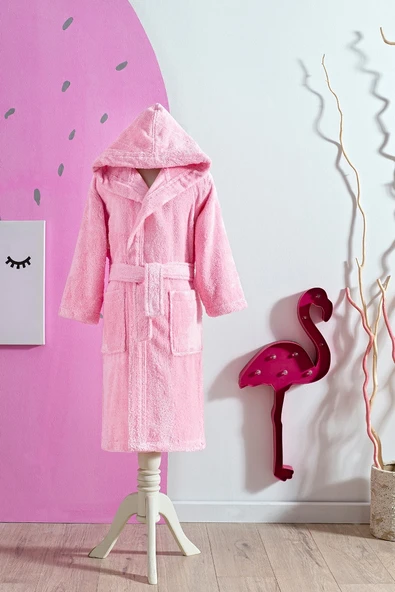 Özdilek Ashley Kapüşonlu Bambu Çocuk Bornozu 15 Yaş-Pembe ürün görseli 1