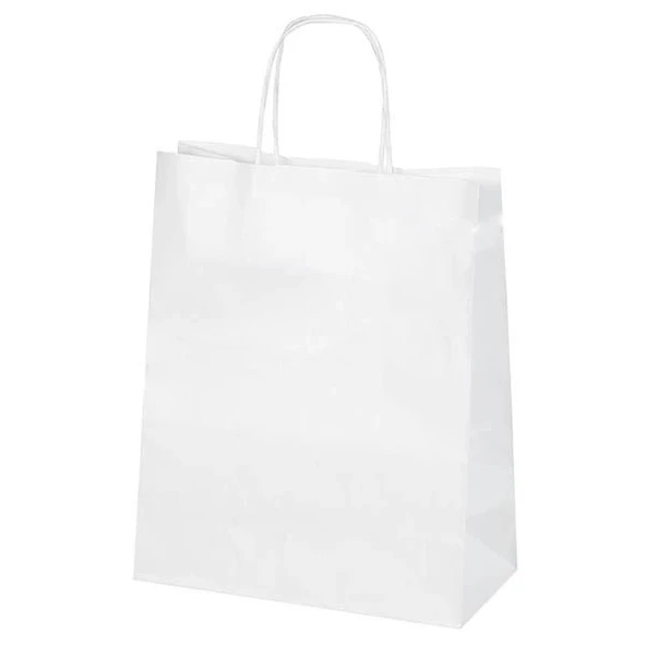 Beyaz Kraft Çanta Orta Boy 25x12x31 cm 25 Adet ürün görseli 1