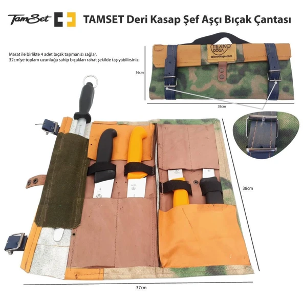 TAMSET Deri Kasap Şef 4+1 Aşçı Bıcak Çantası ürün görseli 1