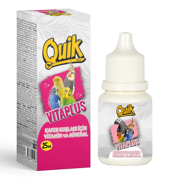 Quik Vita Plus Kuş Vitamini 25 ml - Muhabbet Kuşu Kanarya Papağan Vitamin Selenyum Mineral Katkısı ürün görseli 1
