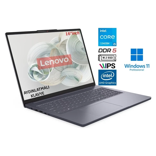 ıdeapad Slim 3 16IRH10 Intel Core I5 13420H 16GB 512GB SSD W11 Pro 16” Wuxga 83K20077TR Prestij ürün görseli 1