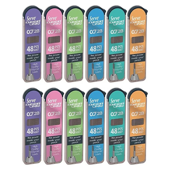 Serve Deep 0.7 Mm 2B Siyah Kalem Ucu 48 Li x 12 Pk (48x12 576 adet) ürün görseli 1