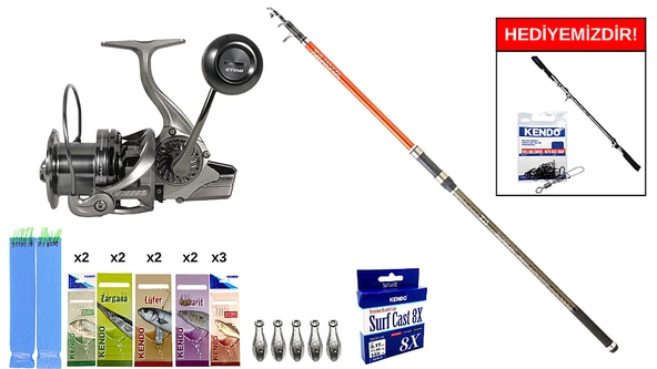 Daiwa Shorecast 4.20m 200gr&Ryuji Momentum 6000 Silver 11+1BB Surf Seti ürün görseli 1