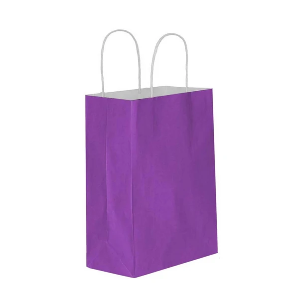 Lila Kraft Çanta Orta Boy 25x12x31 cm 25 Adet ürün görseli 1