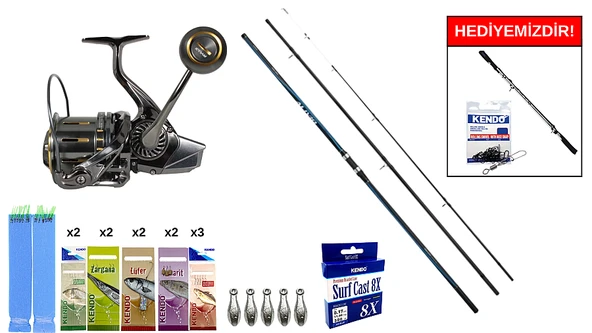 Shimano Alivio 4,25m 225g&Ryuji Momentum 10000 Silver UV 11+1BB Surf Seti ürün görseli 1