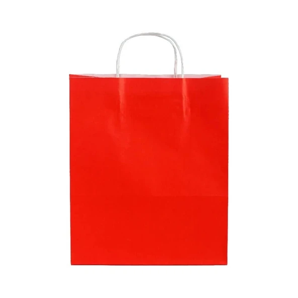 Kırmızı Kraft Çanta Büyük Boy 31x12x41 cm 25 Adet ürün görseli 1