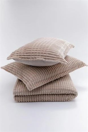 Merinos Modern Line 3 Parça Battaniye Seti Mocha - Resim 3