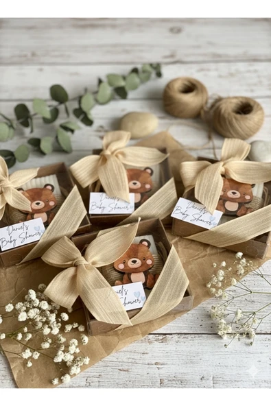 pearlsavon 10’lu Soft Tonlarda Ayıcıklı Kişiye Özel Baby Shower ve Doğum Hediyeliği | Mis Kokulu ürün görseli 1