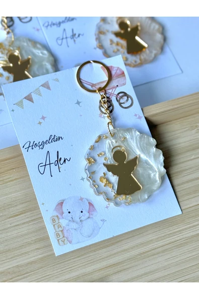 pearlsavon Altın Melek Figürlü Bebek Hediyeliği Anahtarlık – 20’li Set ( doğum günü , baby shower,sünnet) ürün görseli 1