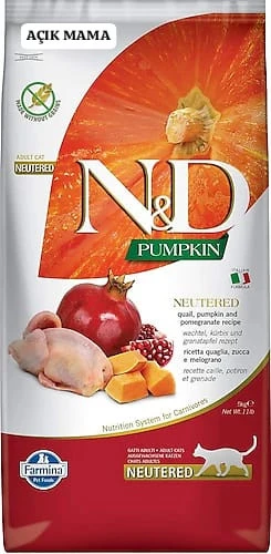 N&D Pumpkin Bıldırcınlı Balkabaklı ve Narlı 10 kg Kısırlaştırılmış Yetişkin Kedi Maması Açık Mama ürün görseli 1