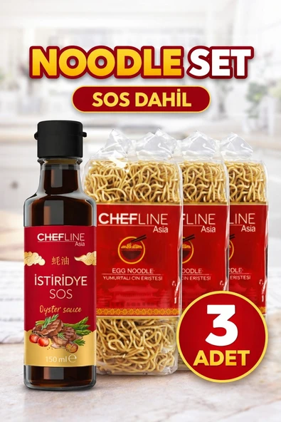 Chefline Yumurtalı Çin Eriştesi 350 gr 3 Adet ve İstiridye Sos 150 ml Noodle Set ürün görseli 1