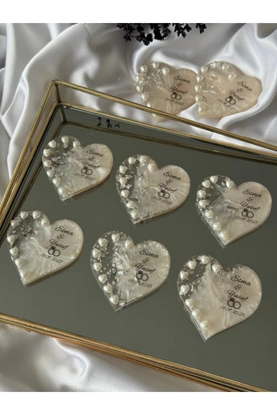 pearlsavon Kalp incili kalp magnet 20 adet ürün görseli 1