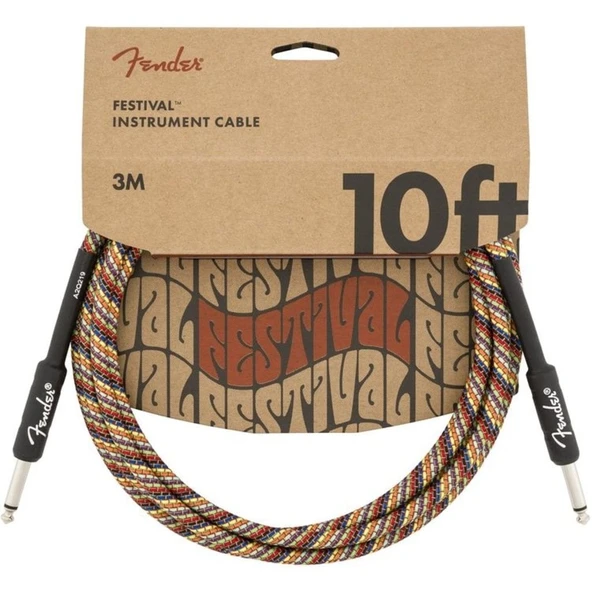 Fender 10' Festival Pure Hemp Rainbow Enstrüman Kablosu ürün görseli 1