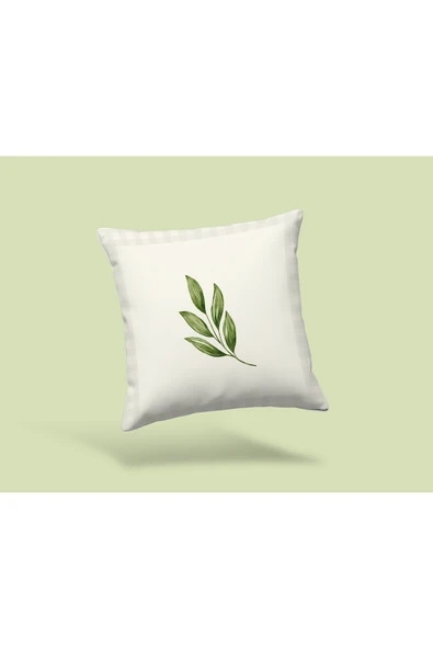 Karkan Tekstil Soft Yeşil Yapraklı Doğa Temalı Dekoratif Kırlent Kılıfı ürün görseli 1