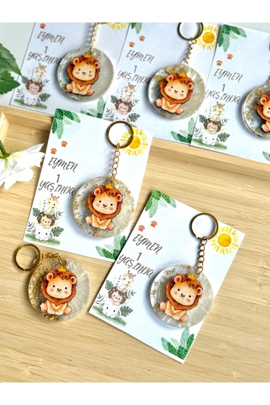 pearlsavon Aslan Figürlü Anahtarlık Bebek Hediyelik 15 Adet ( mevlüt , baby shower , doğum günü) ürün görseli 1