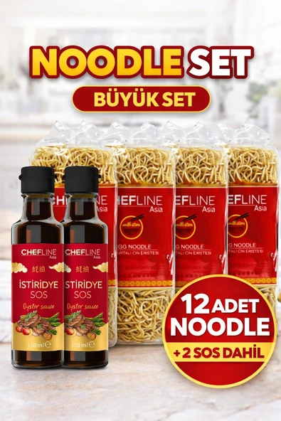 Chefline Yumurtalı Çin Eriştesi 350 gr 12 Adet ve İstiridye Sos 150 ml 2 Adet Noodle Set ürün görseli 1
